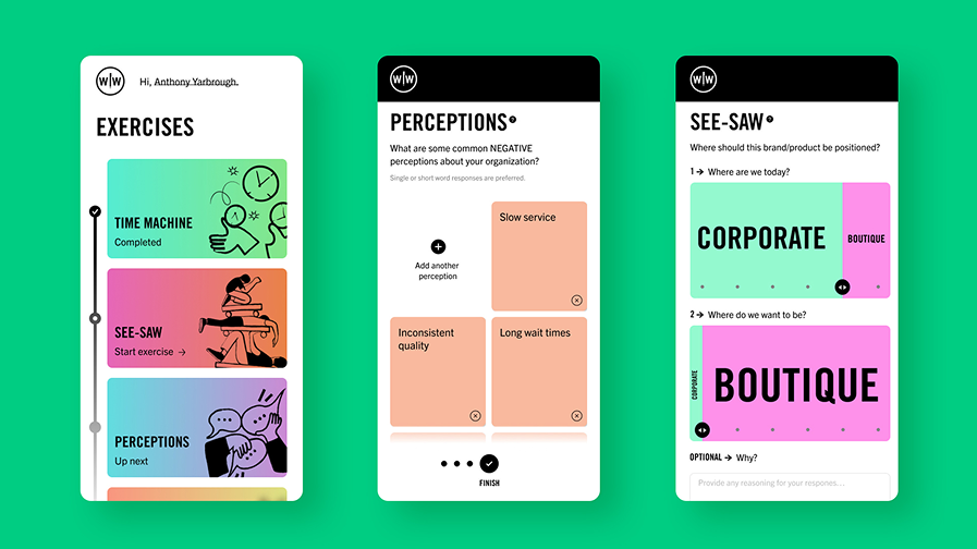 Screenshots of the app