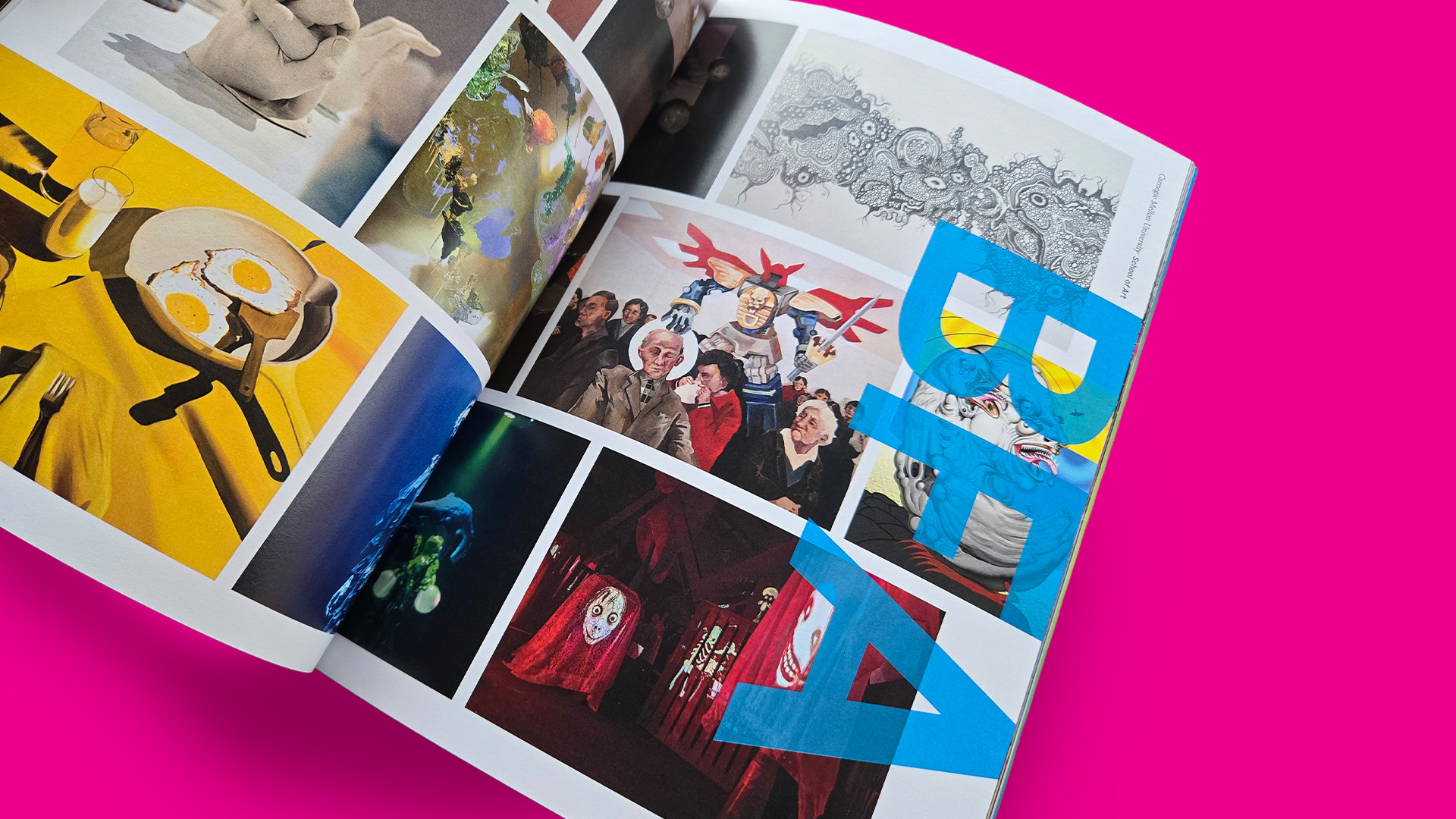 Detail view, inside spread, of CMU Art print brochure.