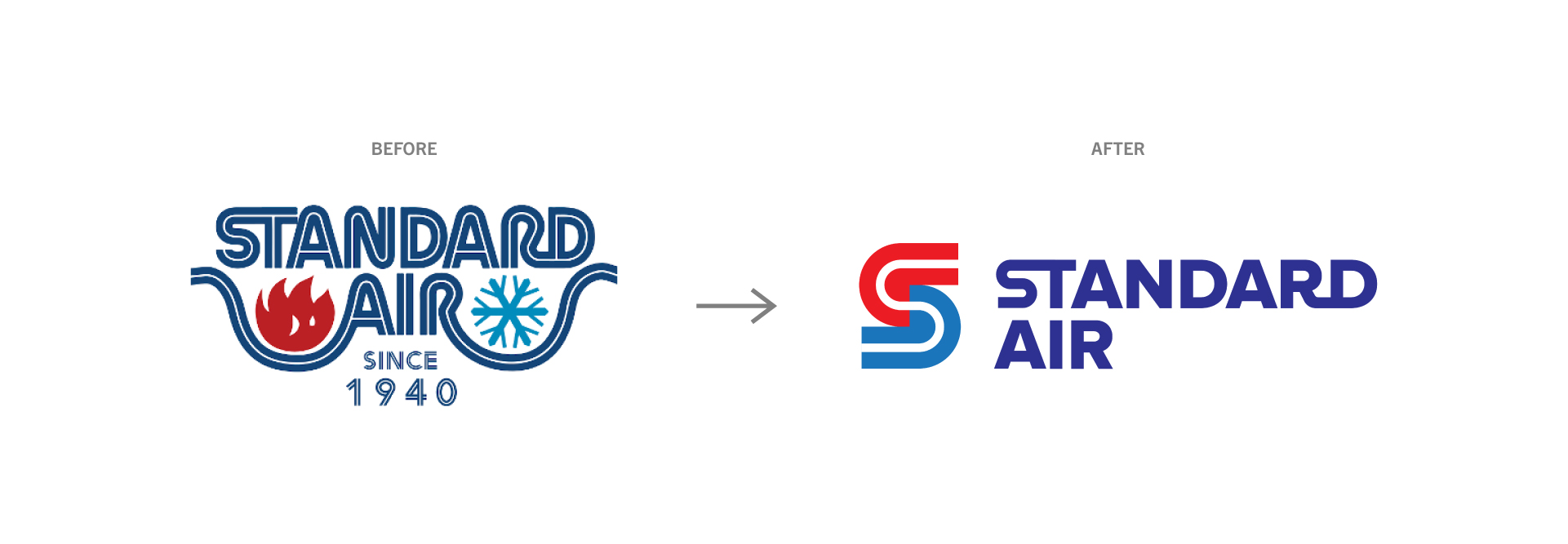 Standard Air logo, before and after