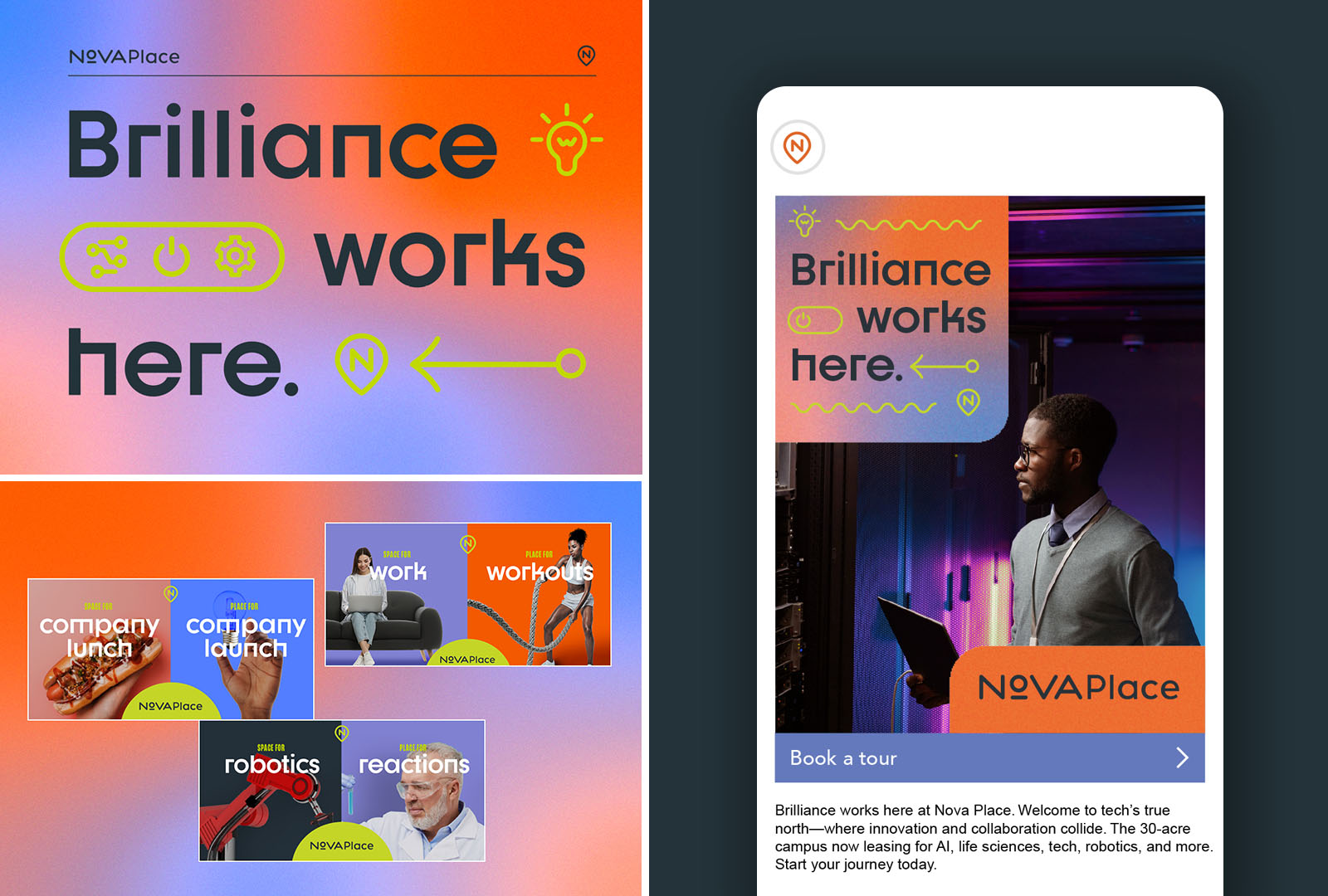 Brilliance Works Here, the silver ADDY winning social/digital campaign for Nova Place.