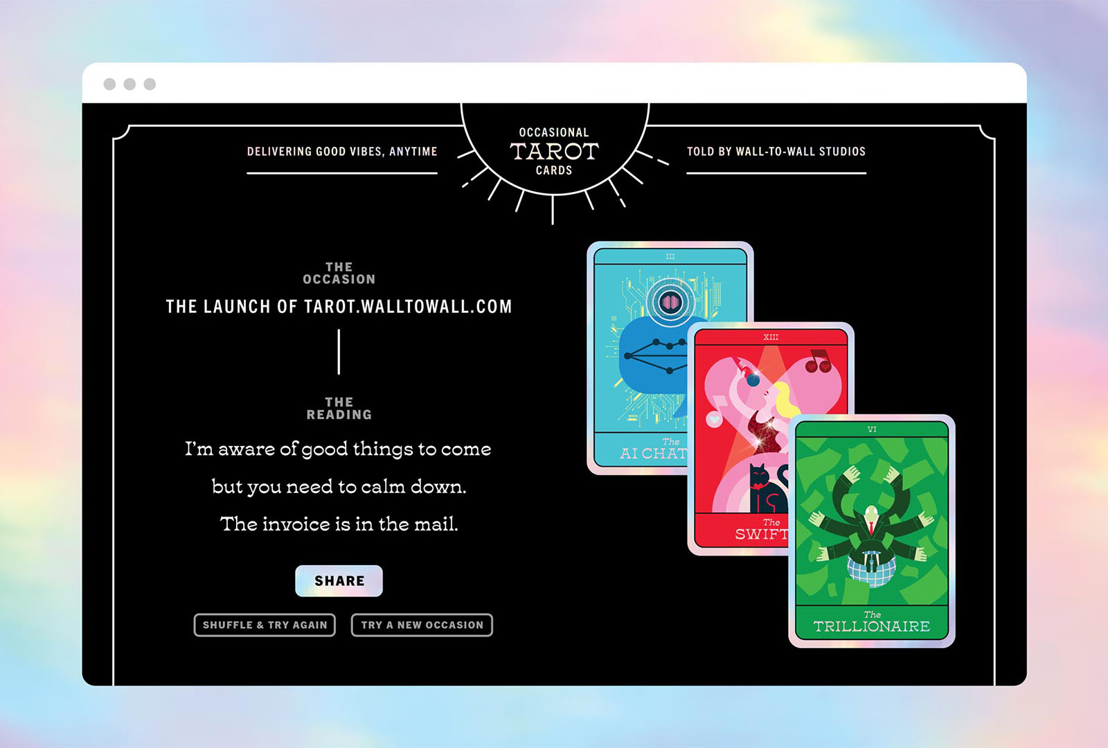 The Occasional Tarot Card website was honored with a silver ADDY award.