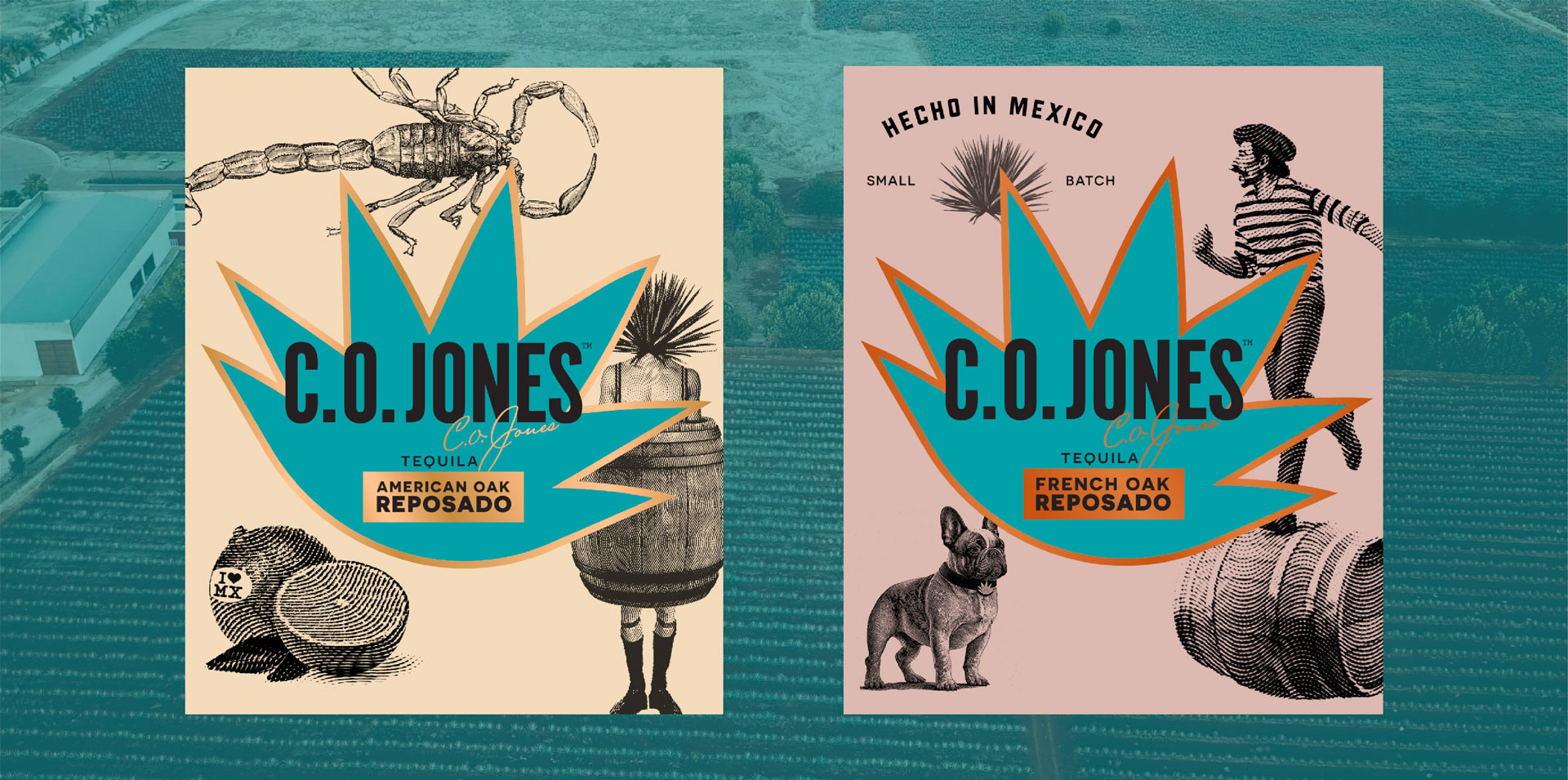 Label designs for the limited edition C.O. Jones Reposados