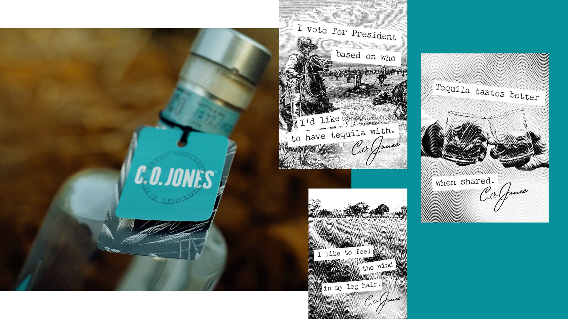 Narrative on the packaging providing key insight into the C.O. Jones persona