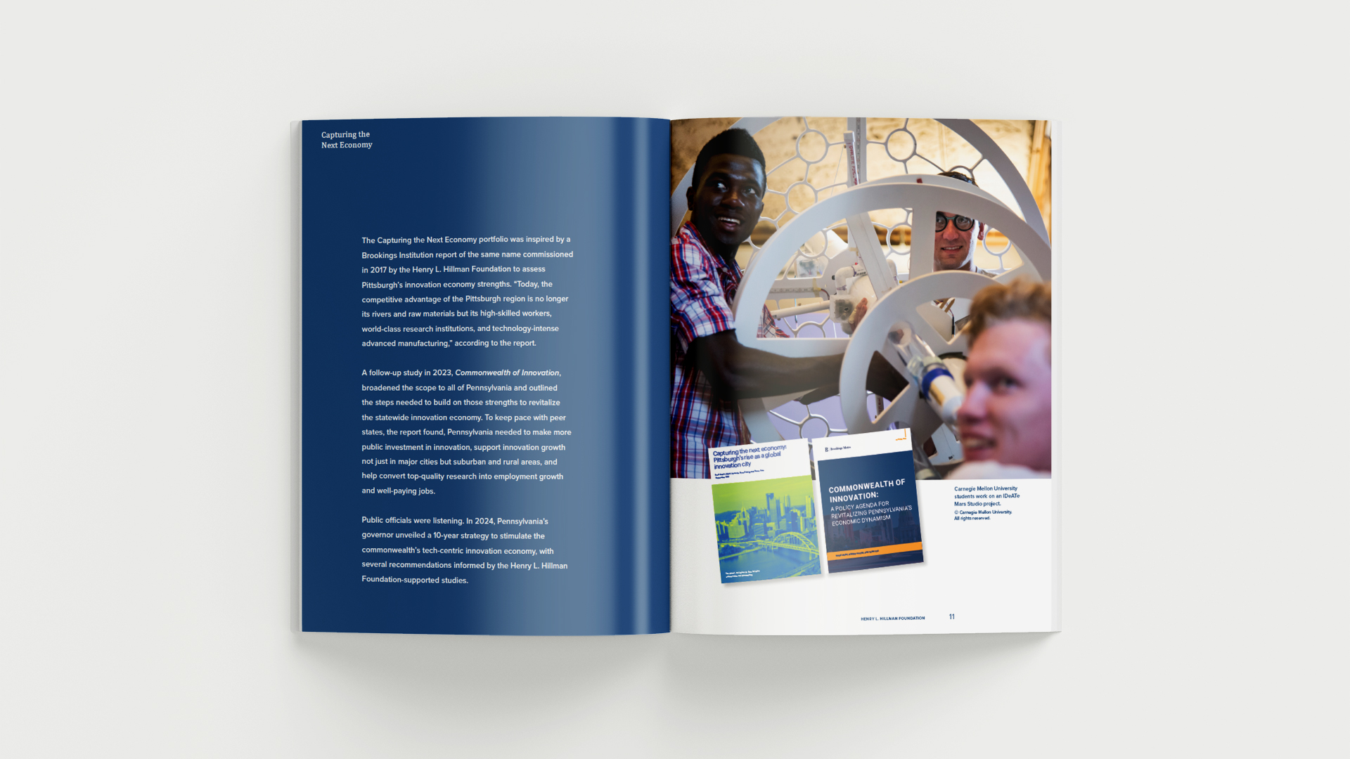 inside spread of the Henry L. Hillman Foundation Grantmaking Program publication