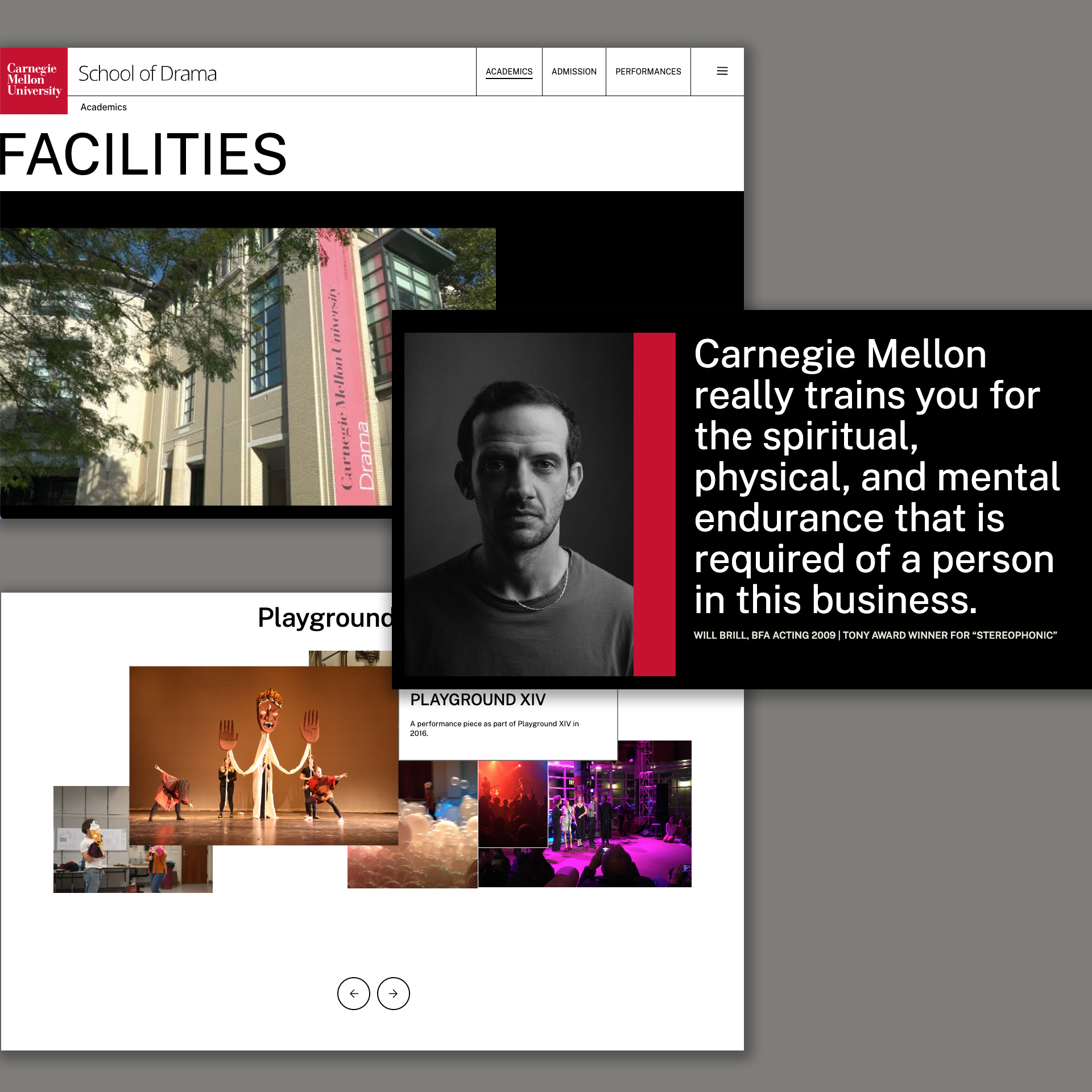 Carnegie Mellon School of Drama website screen grab